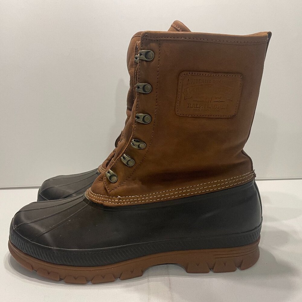 Polo Ralph Lauren Romford Duck Boots Men 13 D Brown Lamb Shearling Lined Nubuck